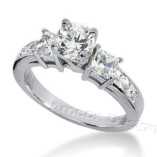 14K White Gold Round & Princess Cut Diamond Promise Engagement Ring (1.90ct.tw, HI Color, SI2-3 Clarity) รูปที่ 1