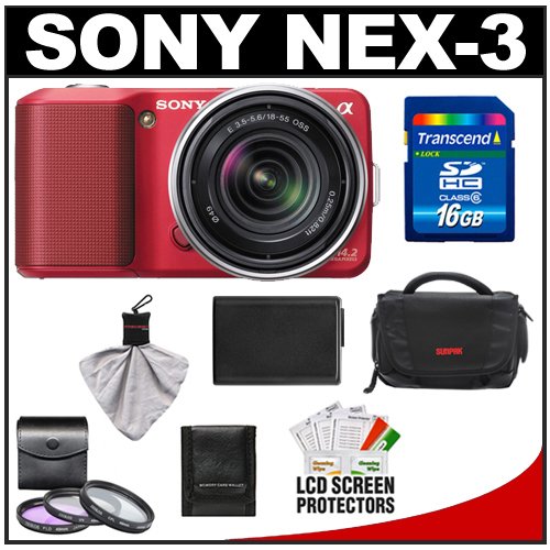 Review Sony Alpha NEX-3 Digital Camera Body & E 18-55mm OSS Compact Interchangeable Lens (Red) with 16GB Card + Battery + Case + Accessory Kit รูปที่ 1