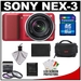 รูปย่อ Review Sony Alpha NEX-3 Digital Camera Body & E 18-55mm OSS Compact Interchangeable Lens (Red) with 16GB Card + Battery + Case + Accessory Kit รูปที่1