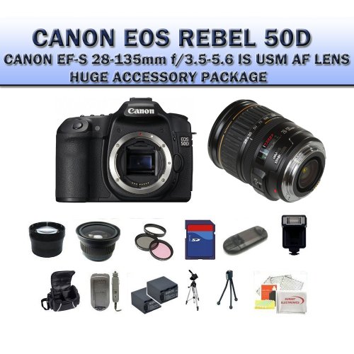 Review Canon EOS 50d 15.1mp SLR Digital Camera (Includes Manufacturer's Supplied Accessories) with 28-135mm USM Autofocus Lens + SSE Huge 8Gb, Lens & Tripod Accessory Package รูปที่ 1