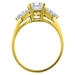 รูปย่อ 14K Yellow Gold Emerald Three Stone CZ Cubic Zirconia Wedding Engagement Ring Band รูปที่2