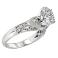 0.14 ct DIAMOND ANTIQUE style ENGAGEMENT RING SETTING in WHITE GOLD