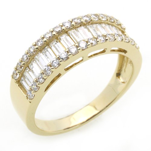 14K Engagement Ring 1.5ctw CZ Cubic Zirconia Women's Wedding Band Yellow Gold Ring รูปที่ 1