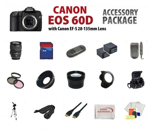 Review Canon EOS 60D 18 Megapixel CMOS Digital SLR Camera with Canon EF-S 28-135mm Lens + Huge 32GB Lens Accessory Kit Package รูปที่ 1