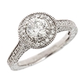 14k White Gold Round Diamond Engagement Ring Vintage Style (1 1/3 Carats, SI-1 Clarity,E/F Color)