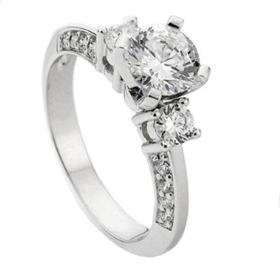 14k White Gold Round Diamond Ladies Bridal Semi Mount Ring (0.40 cttw, H-I Color, I1 Clarity) Center not included รูปที่ 1