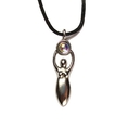 Wiccan Goddess with Moonstone Pewter Pendant with Corded Necklace