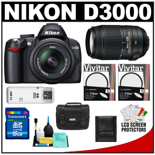 Review Nikon D3000 Digital SLR Camera & 18-55mm G VR DX AF-S & 55-300mm VR Zoom Lens + 16GB Card + Filters + Case + Accessory Kit รูปที่ 1