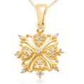 10k Yellow or Rose Gold Diamond Floral-Design Pendant (1/20 cttw, I-J Color, I3 Clarity)