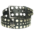 New Skull Studded Black Leather Belt S 30 32 