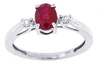 รูปย่อ 1.00Ct Three Stone Genuine Ruby Ring with Diamond in 10Kt White Gold รูปที่2