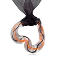 Murano Glass Clear Heart With Orange Pendant