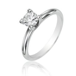 0.50cttw Natural White Round Diamond (VS-Clarity, FG-Color) Solitaire Ring in 18K White Gold. รูปที่ 1