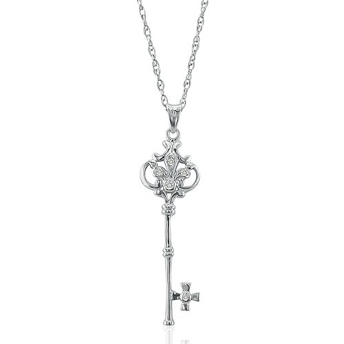 Diamond key Pendant Crafted in Sterling Silver (18 chain .05cttw.) รูปที่ 1