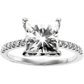 Gorgeous! Polished 14k White-gold 3 CT Moissanite Princess-cut and 1/6 CTTW Diamond Ring