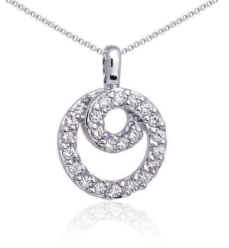 Dainty and Elegant: Sterling Silver and CZ Diamond Circle Swirl Pendant Necklace รูปที่ 1