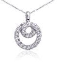 Dainty and Elegant: Sterling Silver and CZ Diamond Circle Swirl Pendant Necklace