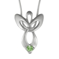 Sterling Silver Guardian Angel Pendant with August Birthstone on Snake Chain