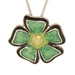 รูปย่อ Green Glitter Epoxy Flower Pin Pendant in Silvertone รูปที่1