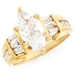 รูปย่อ 10k Gold 2.9ct Marquise CZ Baguette Engagement Ring รูปที่1