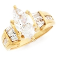 10k Gold 2.9ct Marquise CZ Baguette Engagement Ring