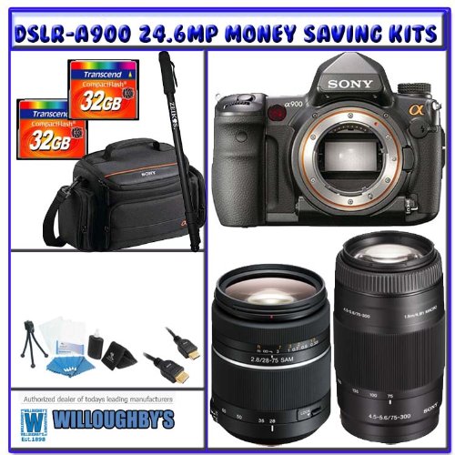 Review Sony Alpha DSLR-A900 24.6Megapixel SLR (Camera Body) + Sony 28-75mm f/2.8 Smooth Autofocus Motor (SAM) Lens + 75-300mm f/4.5-5.6 AF D Autofocus Lens + Two (2) Transcend 32GB CF + Sony Case + Professional Photographer Shooters Package รูปที่ 1