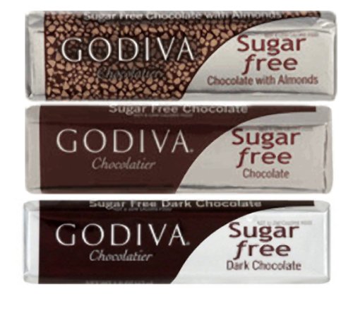 Godiva Chocoiste Sugar Free Chocolate Bar Milk, Dark & Milk with Almonds 6 Pack Assortment ( Godiva Chocolate ) รูปที่ 1