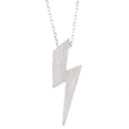 Sterling Silver Brushed Silver Lightning Bolt Pendant, 16