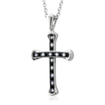 Sterling silver white and black diamond cross pendant (HI,I,0.20carat)