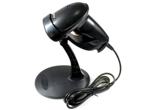 brand new USB automatic barcode scanner with Hands Free Adjustable Stand (Laser Barcode Scanner 9800 black color)  รูปที่ 1