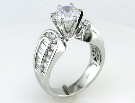 1.01 ct Diamond Engagement Ring Setting 18k White Gold รูปที่ 1