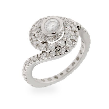 Extraordinary Swirling CZ Engagement Ring รูปที่ 1