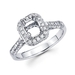 รูปย่อ 0.69ct Diamond (G-H, SI2) 18k White Gold Emerald Engagement Ring Setting - Fits Round 1 Ct Center รูปที่1