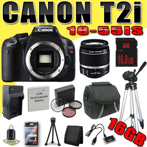 Review Canon EOS Rebel T2i 18 Megapixel CMOS APS-C Digital SLR Camera w/ EF-S 18-55mm f/3.5-5.6 IS Lens DavisMAX LPE8 Battery/Charger Filter Kit Tripod 16GB Bundle รูปที่ 1