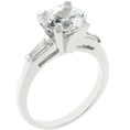 2.5 Carat (ct, cttw, ctw) Round Cut Accented Silver Tone Cubic Zirconia CZ Engagement Ring (Size 5,6,7,8,9,10)