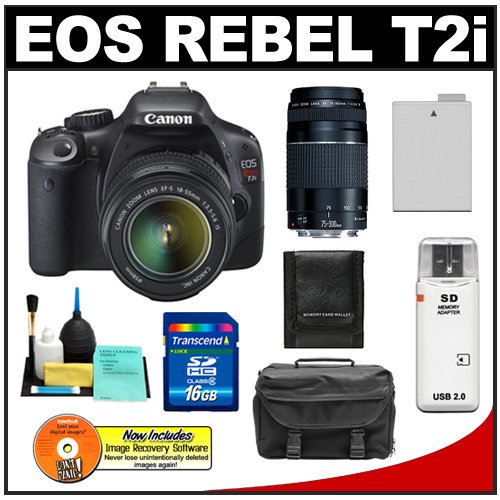 Review Canon EOS Rebel T2i Digital SLR Camera & 18-55mm IS Lens + EF 75-300mm III Zoom Lens + 16GB Card + Battery + Case + Accessory Kit รูปที่ 1