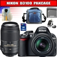 Review Nikon D3100 14.2Megapixel Digital SLR Camera with 18-55mm f/3.5-5.6G AF-S DX VR Nikkor Zoom Lens + AF-S DX NIKKOR 55-300mm f/4.5-5.6G ED VR Package 1