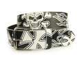 Snap On Skull and Iron Cross Tattoo Ink Fashion Bonded Leather Belt 