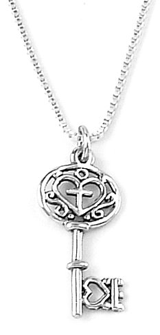 Sterling Silver Filigree Key Pendant by Bob Siemon, 18