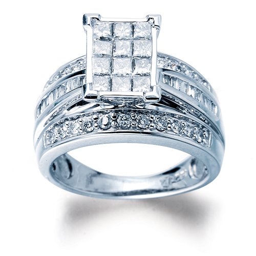 1-ctw Invisible Set Princess Cut Diamond Engagement Ring in 14kt White Gold รูปที่ 1