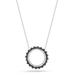 รูปย่อ 10k White Gold Black and White Diamond Circle Pendant (1/4 cttw I-J Color, I2-I3 Clarity), 18" รูปที่1