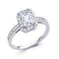 14K White Gold Oval Shape with Side Stone CZ Cubic Zirconia Wedding Engagement Ring Band