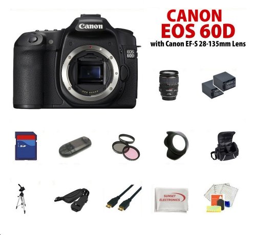 Review Canon EOS 60D 18 Megapixel CMOS Digital SLR Camera with Canon EF-S 28-135mm Lens + Essentials 8GB Accessory Kit Package รูปที่ 1