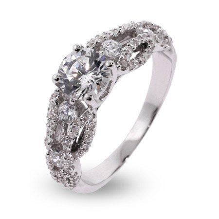 Intricate Woven Style CZ Engagement Ring รูปที่ 1