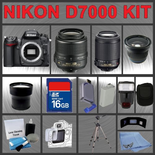 Review Nikon D7000 SLR Digital Camera with 18-55mm VR Lens and 55-200mm VR Lens + Huge Accessories Package Including Wide Angle Macro Lens + Telephoto Lens + 16gb SDHC Memory Card + Hi-Speed SD Card Reader + Digital Flash + Extended Life Battery + Tripod + LCD Lens Cleaner Kit + LCD Screen Protectors + Memory Card Wallet + Carrying Case + Cleaning Cloth รูปที่ 1