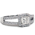 1.03CT Princess Cut Diamond Split Halo Engagement Ring