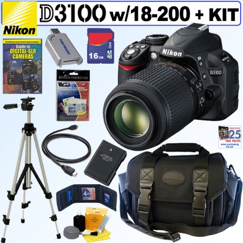 Review Nikon D3100 14.2Megapixel Digital SLR Camera with 18-200mm f/3.5-5.6G AF-S ED VR II Nikkor Telephoto Zoom Lens + EN-EL14 Battery + 16GB Deluxe Accessory Kit รูปที่ 1