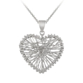 Sterling Silver Tarnish-Free String Art Heart Pendant, 18