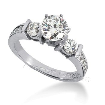 14K White Gold Round Cut Diamond Promise Engagement Ring (1.05ct.tw, HI Color, SI2-3 Clarity) รูปที่ 1