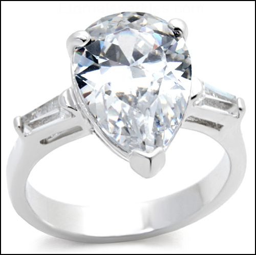 Jewelry - Pear Clear Rosette CZ Bridal Ring รูปที่ 1